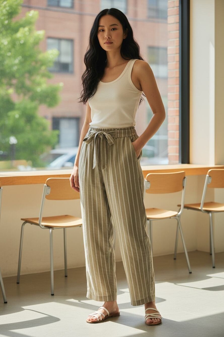 Paper Bag Pants w/Drawstring Waist